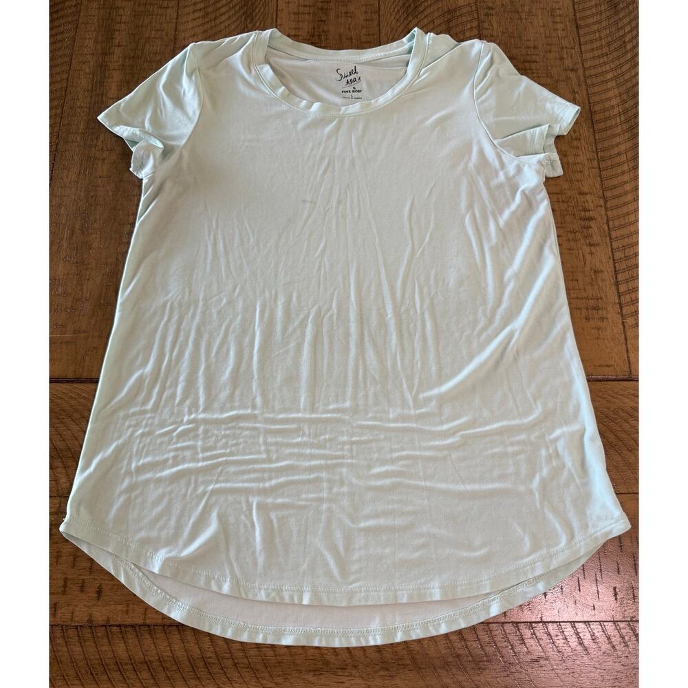 Sweet Teas Pink Rose Mint Green Tee Women’s Large Soft Stretch Top